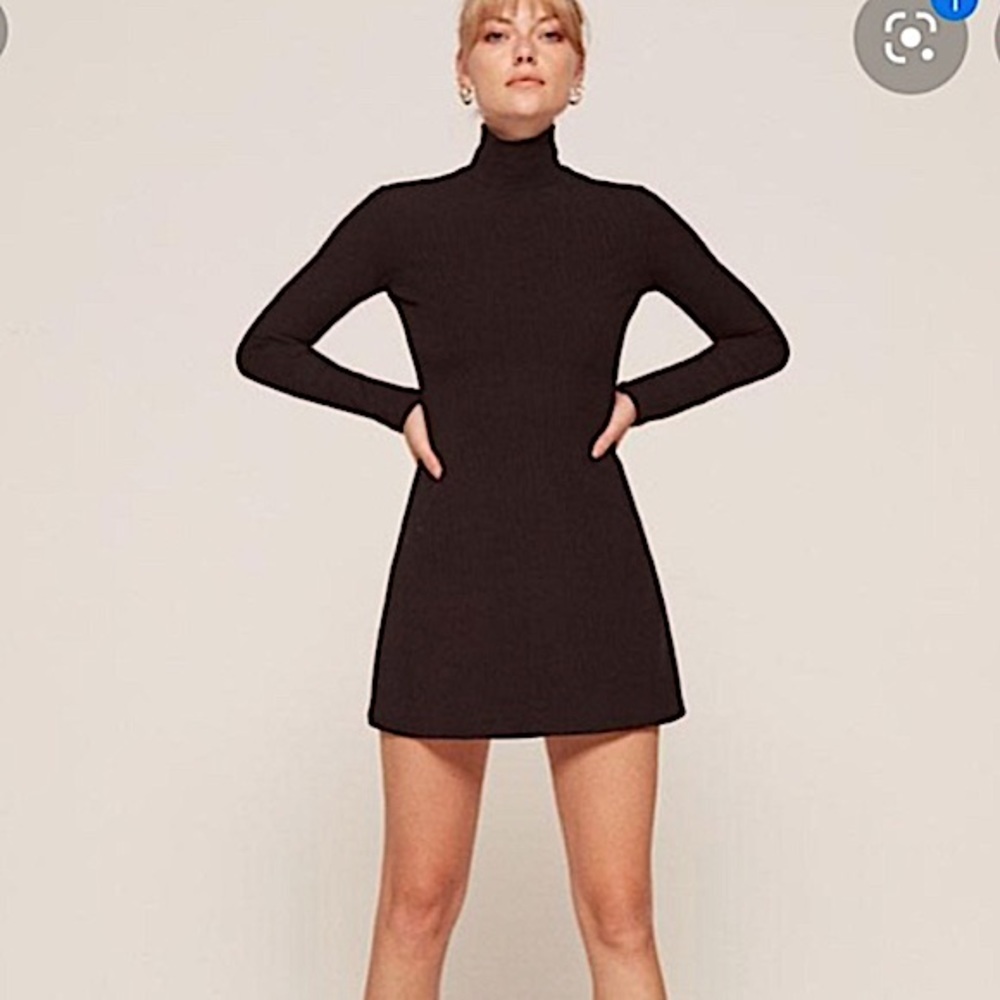 Reformation Black Turtleneck Dress - Size L